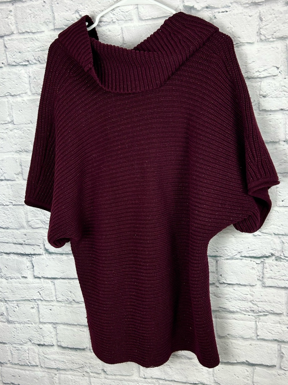 Coldwater Creek Women’s XL Burgundy Cowl Neck Short Sleeve Knit Sweater Top - Picture 6 of 6